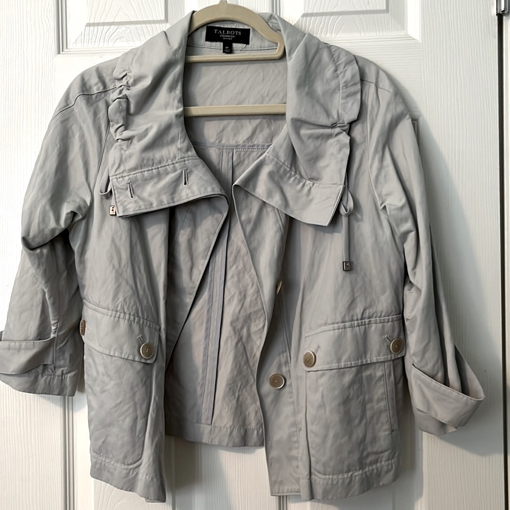 Talbots Petite Cropped Utility Jacket in Stone Gray - Picture 2 of 12